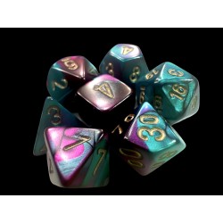 Chessex - Set 7 Dadi Poliedrici Gemini Mini - Purple-Teal/Gold